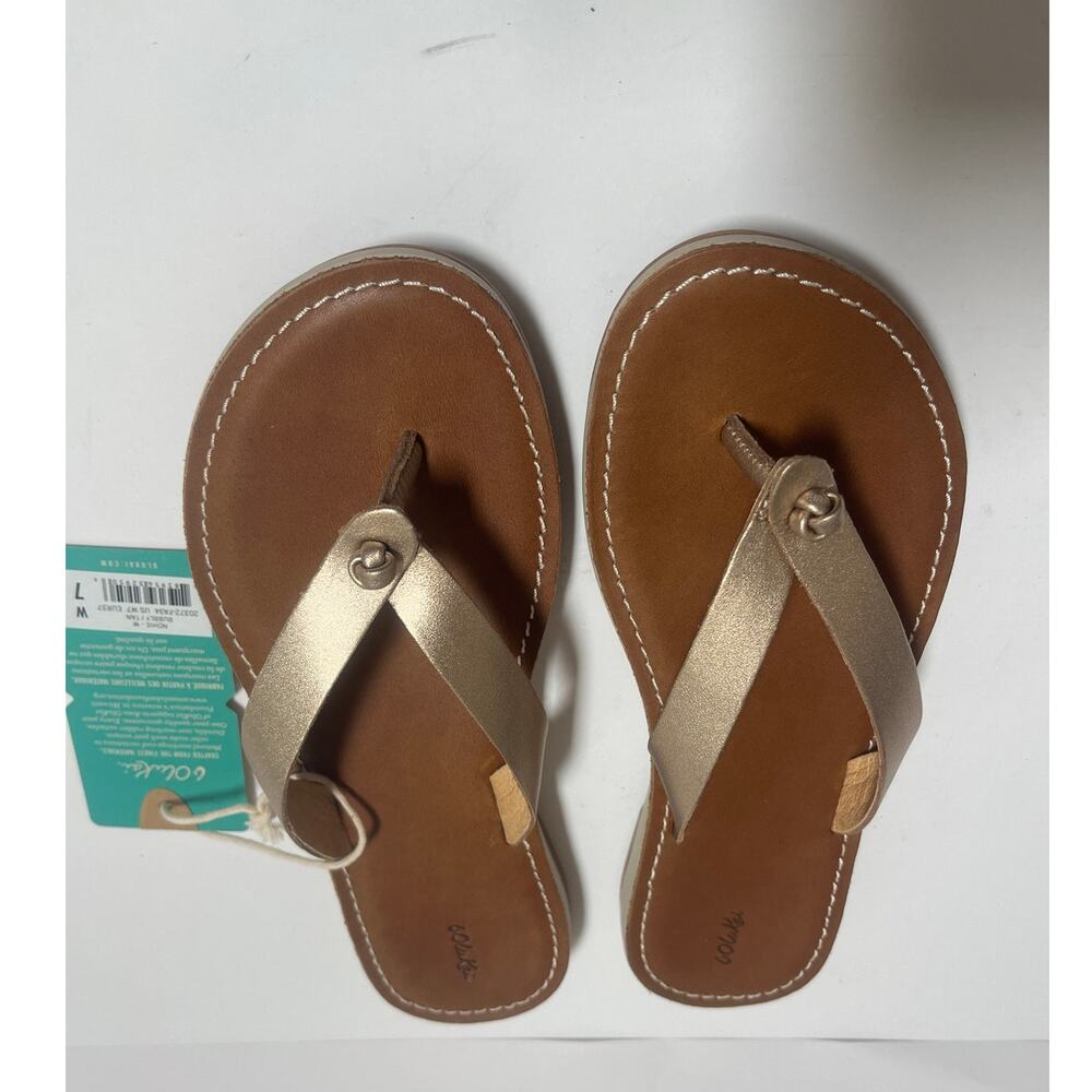 Olukai Women's "Nohie" Bubbly Tan Leather Flip Flop Sandals Size 7 NWT - Picture 2 of 7